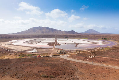 Scenic view of arid landscape against sky