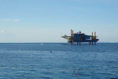 Scenic view of sea against blue sky