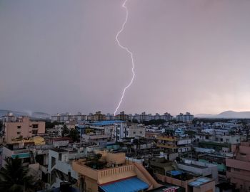 Panoramic shot of townscape against sky at night
