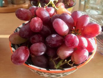 Close-up of grapes in bowl at home