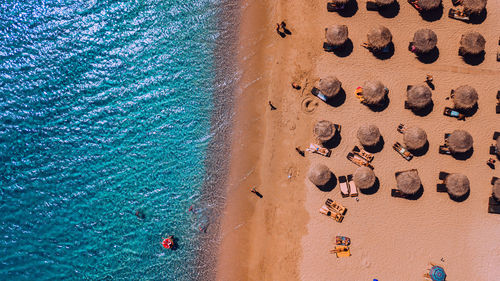 High angle view of sand on beach