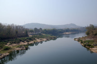 Scenic view of lake against clear sky