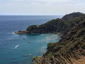 High angle view of sea against sky