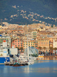 Aerial view of city at waterfront