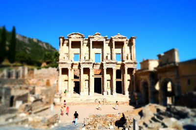 Old ruins against clear blue sky