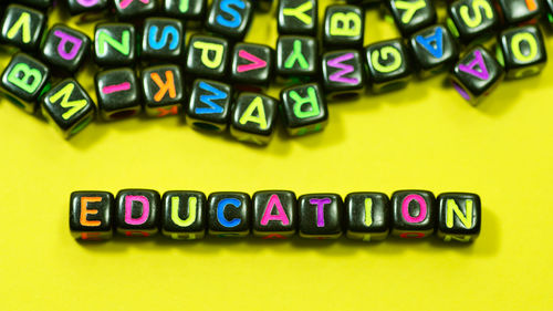 Close-up of colorful text