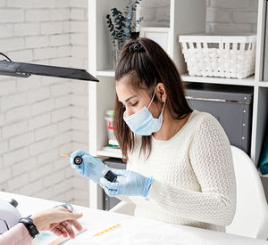 Woman working on table