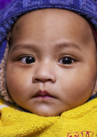 Close-up portrait of cute baby boy