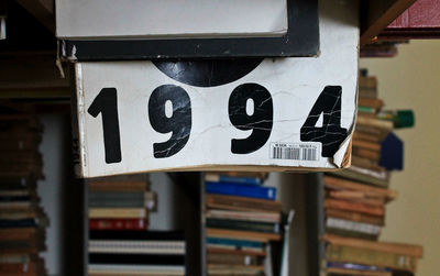 Close-up of information sign