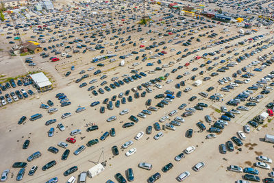 High angle view of cars on road