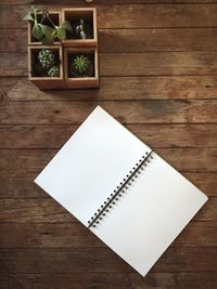 Low angle view of empty paper on table