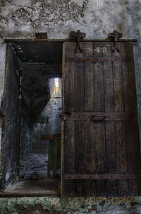 Close-up of abandoned door