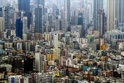 High angle view of buildings in city