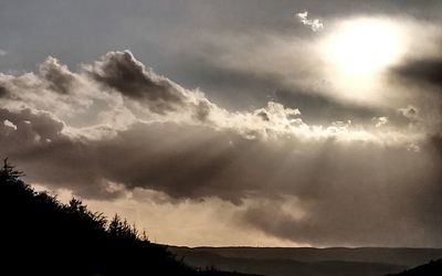 Low angle view of silhouette mountain against sky