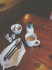 Coffee cup on table