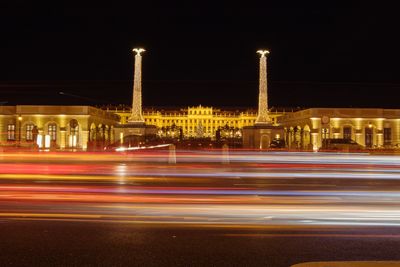 Light trails on street at night