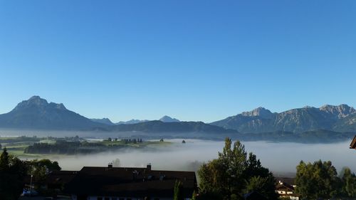 Scenic view of mountains against clear sky