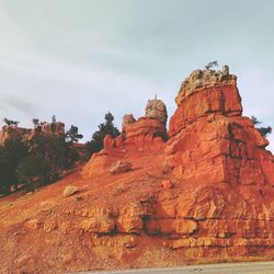 Low angle view of rock formations against sky at red rock canyon national conservation area