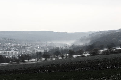 Scenic view of landscape against clear sky