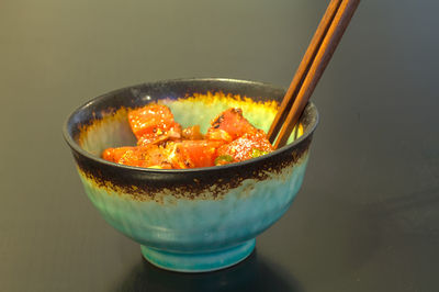 Close-up of sashimi in bowl