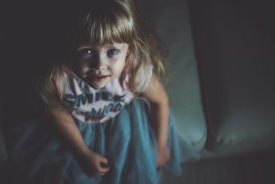 High angle portrait of cute girl