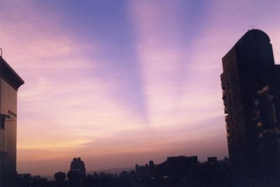 Buildings at sunset