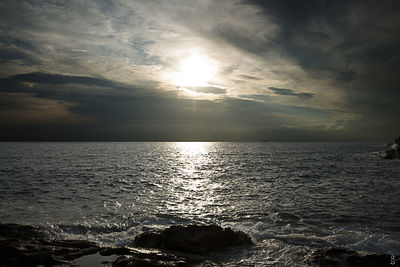 Scenic view of sea at sunset