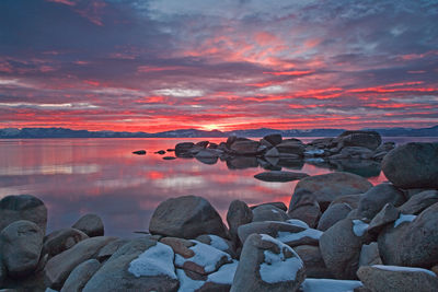 Scenic view of sea against sky during sunset