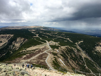 Scenic view of landscape against cloudy sky