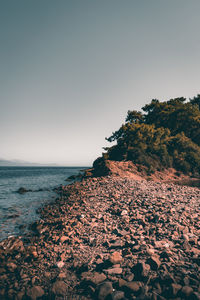 Scenic view of sea against clear sky