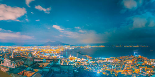 High angle view of cityscape against sky