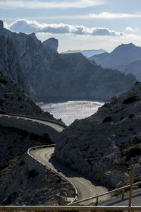 High angle view of road passing through mountain