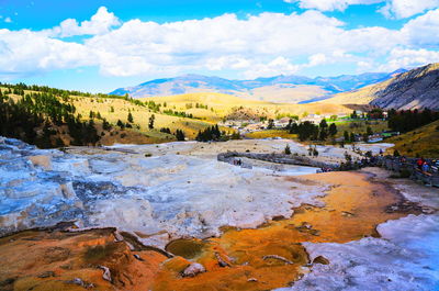 Scenic view of landscape against sky during winter