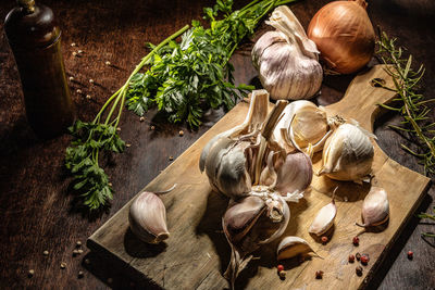 View of vegetables on cutting board