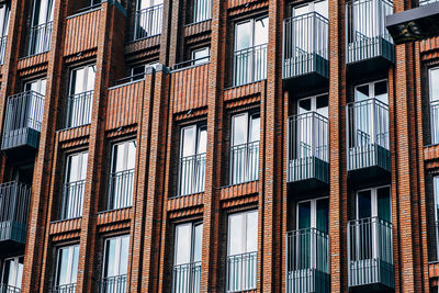 Brick wall facade with modern windows