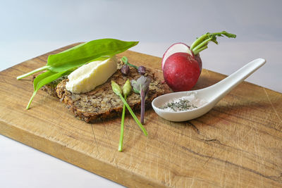 Close-up of food on cutting board