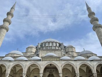 Low angle view of the süleimaniye mosque against sky, istanbul, turkey