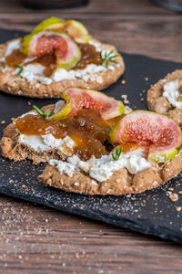 Close-up of food on table