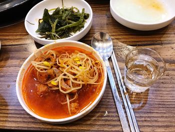 Close-up of meal served on table