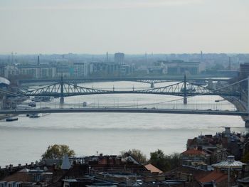 High angle view of suspension bridge