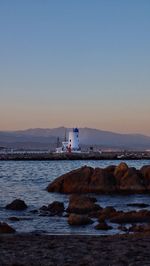 Scenic view of sea at sunset