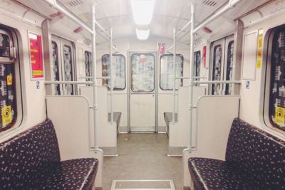 Interior of empty subway