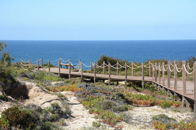 Scenic view of sea against clear sky