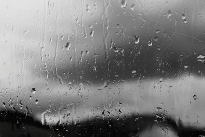 Full frame shot of wet window in rainy season