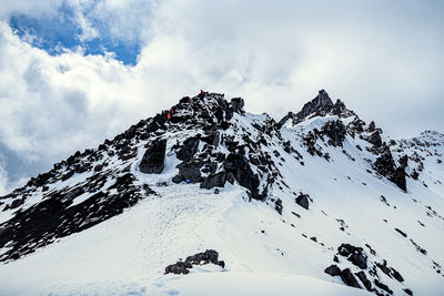 Scenic view of snow covered mountain against sky