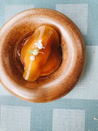 High angle view of ice cream in plate