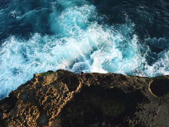 High angle view of sea waves