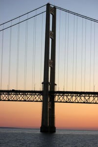 View of suspension bridge in sea