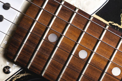 High angle view of guitar