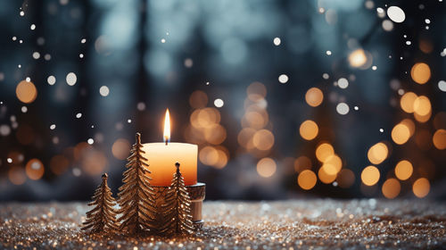 Close-up of illuminated christmas tree